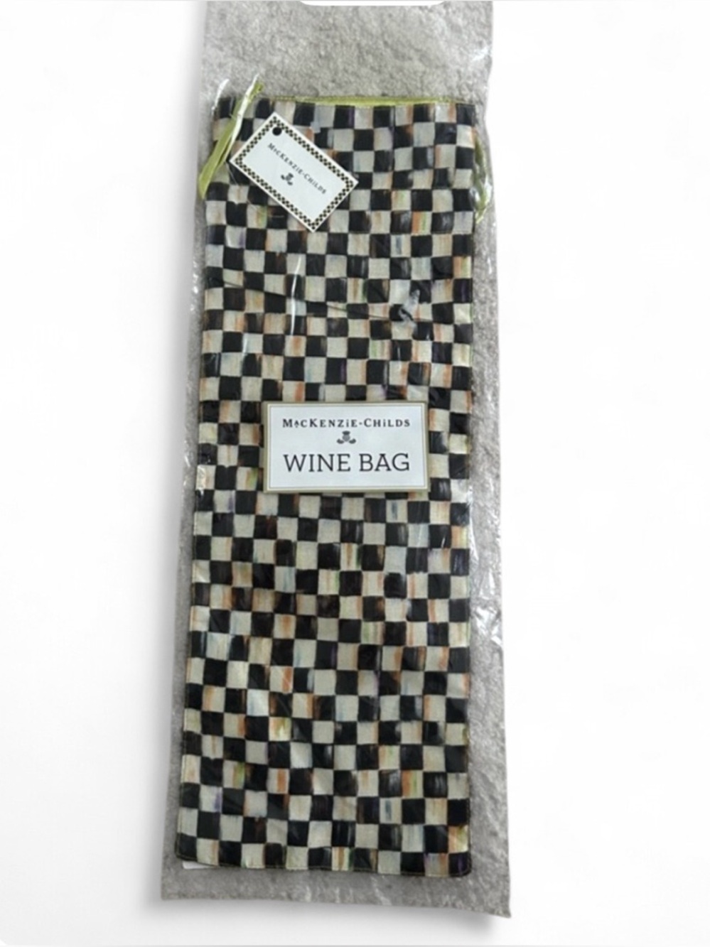 NWT MacKenzie-Childs Checkerboard Wine Bag in Black & White